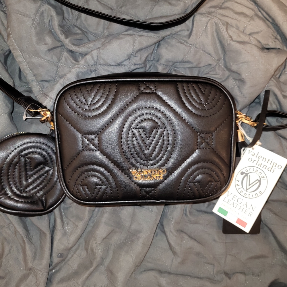 Valentino Orlandi Quilted Black Crossbody Bag